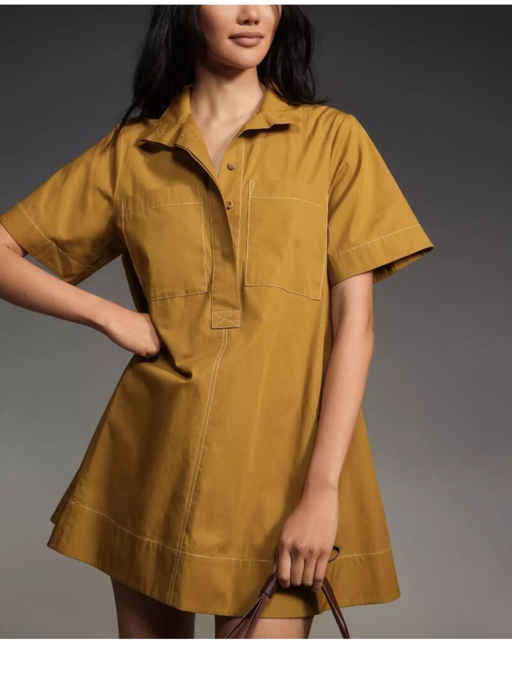 Anthropologie The Jeannie Short-Sleeve A-Line Mini Dress by Maeve